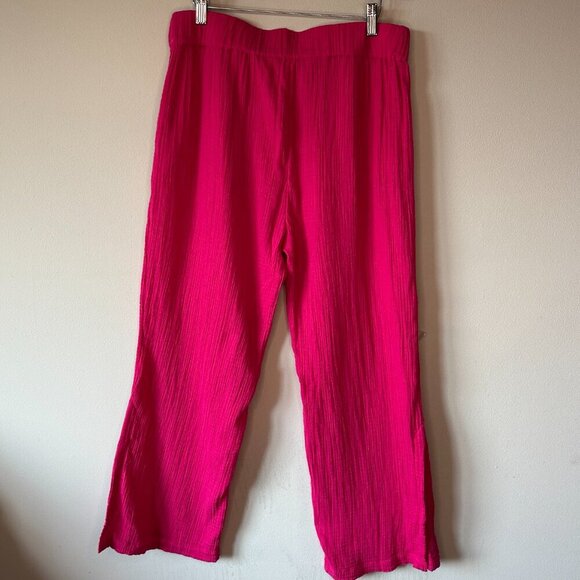 NWOT Soft Surroundings Khulani Pink Wide Leg Gauze Pants Size Large Lightweight - Picture 5 of 12